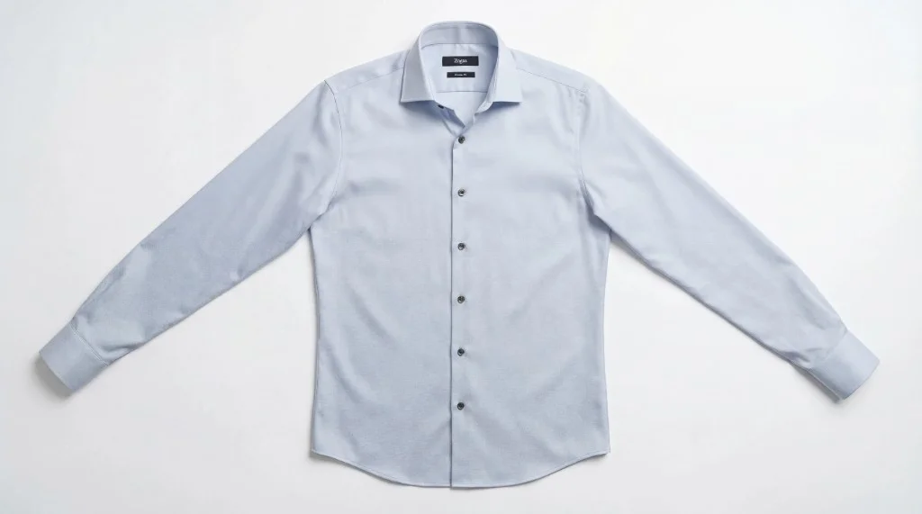 After: professional flat lay product photography - clean Zegna shirt on white