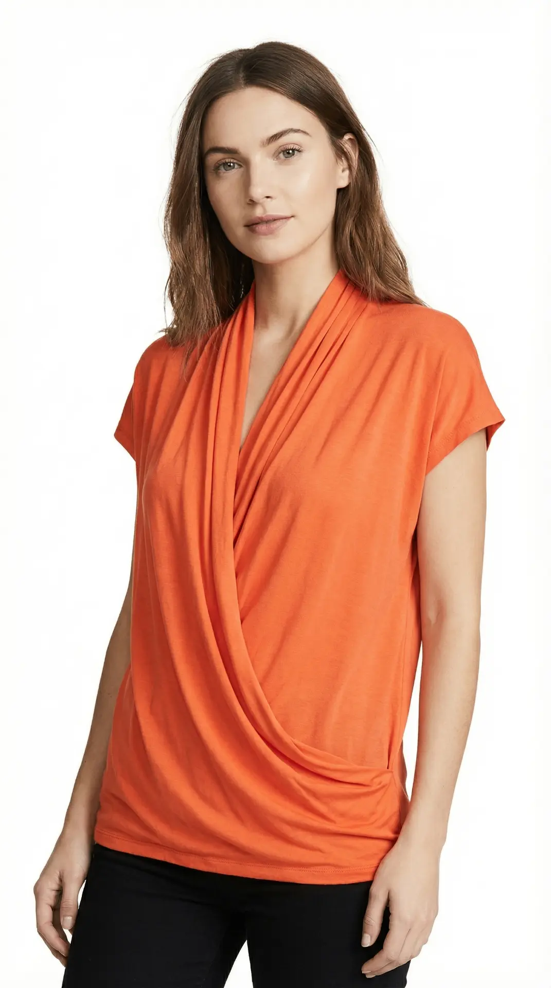 Orange wrap top virtual fit
